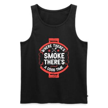 BBQ -Raucher Fleisch Grillen Lustiger - Männer Premium Bio Tank Top - Schwarz - Vorne - Michal (187cm)