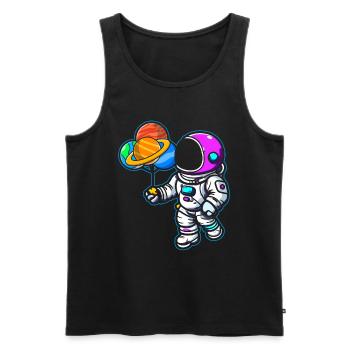 Astronaut Holding Planet Balloons Solar System - Men's Premium Organic Tank Top - black - Front - AI Model Male 178 light (178cm)