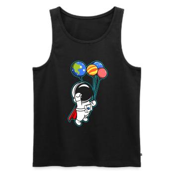 Astronaut Holding Planet Balloons Solar System - Men's Premium Organic Tank Top - black - Front - AI Model Male 178 light (178cm)