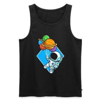 Astronaut Holding Planet Balloons Solar System - Men's Premium Organic Tank Top - black - Front - AI Model Male 178 light (178cm)