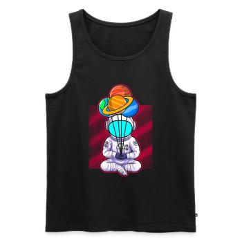Astronaut Holding Planet Balloons Solar System - Men's Premium Organic Tank Top - black - Front - AI Model Male 178 light (178cm)