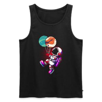 Astronaut Holding Planet Balloons Solar System - Men's Premium Organic Tank Top - black - Front - AI Model Male 178 light (178cm)