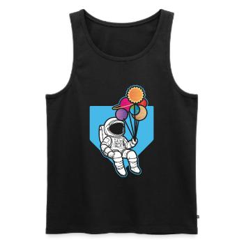 Astronaut Holding Planet Balloons Solar System - Men's Premium Organic Tank Top - black - Front - Michal (187cm)
