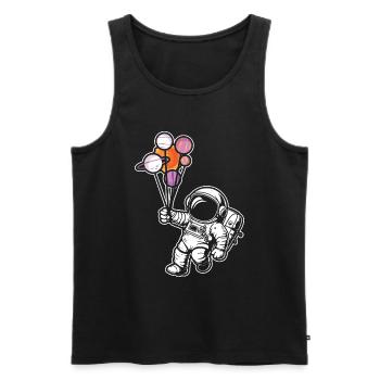 Astronaut Holding Planet Balloons Solar System - Men's Premium Organic Tank Top - black - Front - Michal (187cm)