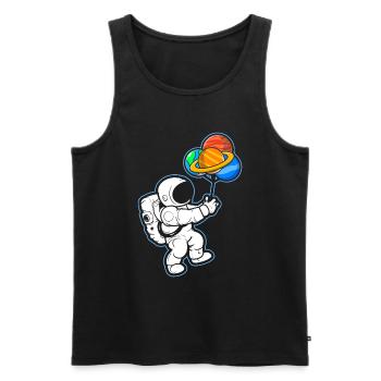Astronaut Holding Planet Balloons Solar System - Men's Premium Organic Tank Top - black - Front - AI Model Male 178 light (178cm)