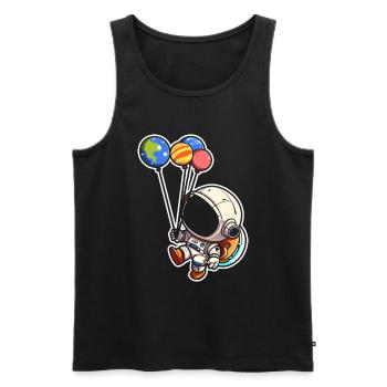 Astronaut Holding Planet Balloons Solar System - Men's Premium Organic Tank Top - black - Front - AI Model Male 178 light (178cm)