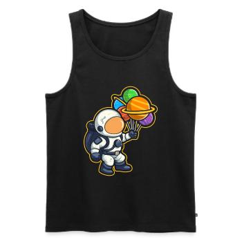 Astronaut Holding Planet Balloons Solar System - Men's Premium Organic Tank Top - black - Front - AI Model Male 178 light (178cm)