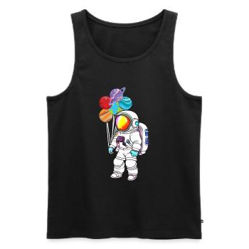 Astronaut Holding Planet Balloons Solar System - Men's Premium Organic Tank Top - black - Front - AI Model Male 178 light (178cm)