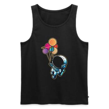 Astronaut Holding Planet Balloons Solar System - Men's Premium Organic Tank Top - black - Front - AI Model Male 178 light (178cm)