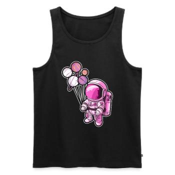 Astronaut Holding Planet Balloons Solar System - Men's Premium Organic Tank Top - black - Front - AI Model Male 178 light (178cm)