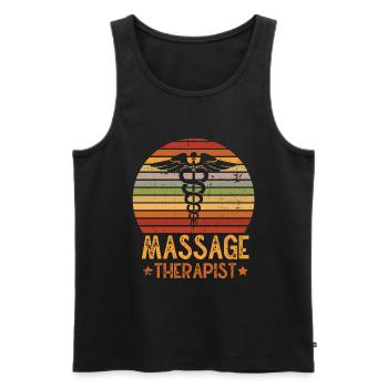 Massothérapeute Thérapie Masseuse Appréciation - Débardeur bio Premium Homme - noir - Devant - AI Model Male 178 light (178cm)