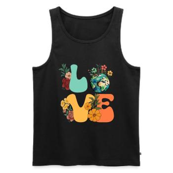 Erde Tag Groovy Hippie 70s Retro Retro - Männer Premium Bio Tank Top - Schwarz - Vorne - AI Model Male 178 light (178cm)