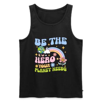 Erde Tag Groovy Hippie 70s Retro Retro - Männer Premium Bio Tank Top - Schwarz - Vorne - AI Model Male 178 light (178cm)