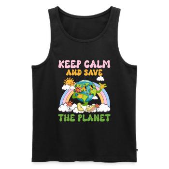 Erde Tag Groovy Hippie 70s Retro Retro - Männer Premium Bio Tank Top - Schwarz - Vorne - AI Model Male 178 light (178cm)