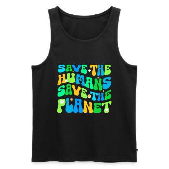Erde Tag Groovy Hippie 70s Retro Retro - Männer Premium Bio Tank Top - Schwarz - Vorne - AI Model Male 178 light (178cm)