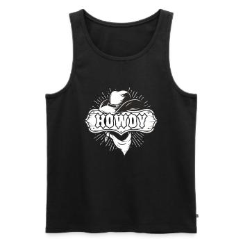 Howdy Western Country Southern Cowboy Texas - Männer Premium Bio Tank Top - Schwarz - Vorne - AI Model Male 178 light (178cm)