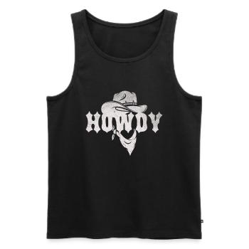 Howdy Western Country Southern Cowboy Texas - Männer Premium Bio Tank Top - Schwarz - Vorne - AI Model Male 178 light (178cm)