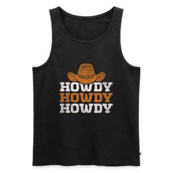 Howdy Western Country Southern Cowboy Texas - Männer Premium Bio Tank Top - Schwarz - Vorne - AI Model Male 178 light (178cm)
