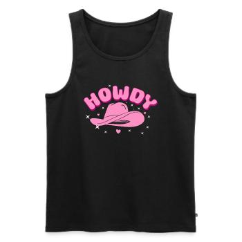 Groovy Howdy Rodeo Pays de l’Ouest Sud - Débardeur bio Premium Homme - noir - Devant - AI Model Male 178 light (178cm)