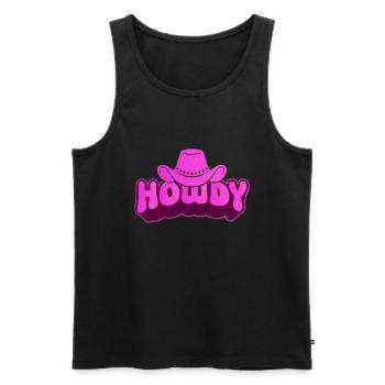 Groovy Howdy Rodeo Pays de l’Ouest Sud - Débardeur bio Premium Homme - noir - Devant - AI Model Male 178 light (178cm)