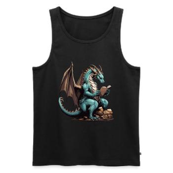 Dragons Und Bücher Nerd Dragon Liebhaber - Männer Premium Bio Tank Top - Schwarz - Vorne - Michal (187cm)