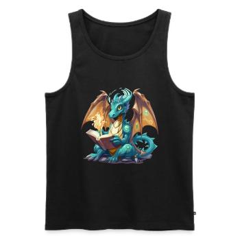 Dragons Et Livres Nerd Dragon Lovers - Débardeur bio Premium Homme - noir - Devant - Michal (187cm)