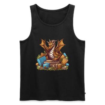 Dragons et livres Nerd Dragon Lover - Débardeur bio Premium Homme - noir - Devant - Michal (187cm)