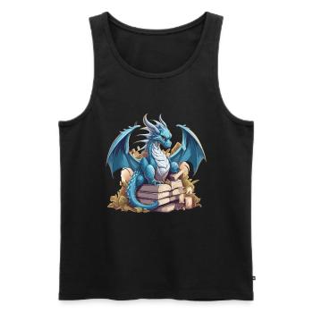 Dragons et livres Nerd Dragon Lover - Débardeur bio Premium Homme - noir - Devant - Michal (187cm)