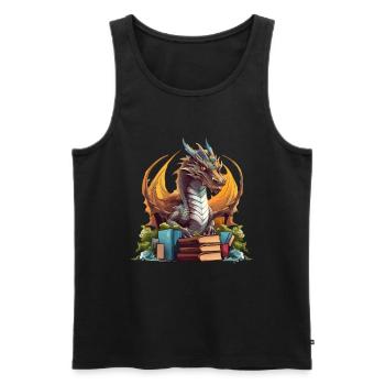 Dragons et livres Nerd Dragon Lover - Débardeur bio Premium Homme - noir - Devant - Michal (187cm)