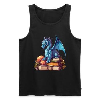 Dragons et livres Nerd Dragon Lover - Débardeur bio Premium Homme - noir - Devant - Michal (187cm)