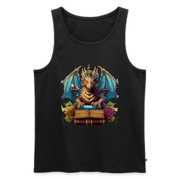 Dragons Und Bücher Nerd Dragon Liebhaber - Männer Premium Bio Tank Top - Schwarz - Vorne - Michal (187cm)