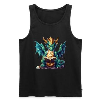 Dragons Und Bücher Nerd Dragon Liebhaber - Männer Premium Bio Tank Top - Schwarz - Vorne - AI Model Male 178 light (178cm)
