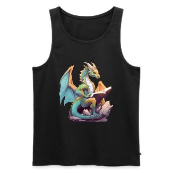 Dragons et livres Nerd Dragon Lover - Débardeur bio Premium Homme - noir - Devant - Michal (187cm)