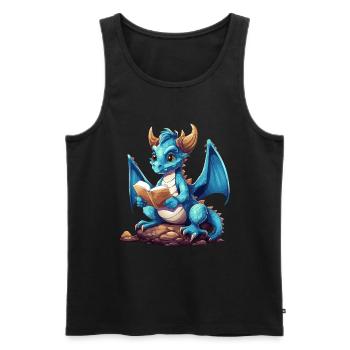 Dragons Et Livres Nerd Dragon Lovers - Débardeur bio Premium Homme - noir - Devant - Michal (187cm)