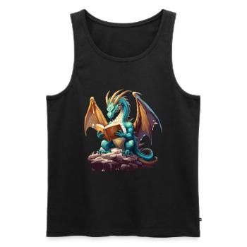 Dragons Und Bücher Nerd Dragon Liebhaber - Männer Premium Bio Tank Top - Schwarz - Vorne - Michal (187cm)