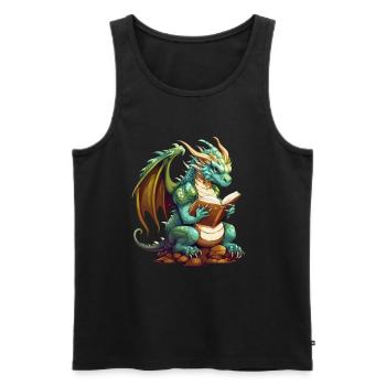 Dragons Et Livres Nerd Dragon Lovers - Débardeur bio Premium Homme - noir - Devant - Michal (187cm)