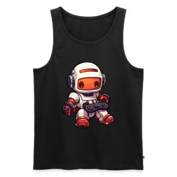Joueur de robot mignon Robot de jeu drôle - Débardeur bio Premium Homme - noir - Devant - Michal (187cm)