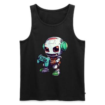 Joueur de robot mignon Robot de jeu drôle - Débardeur bio Premium Homme - noir - Devant - Michal (187cm)