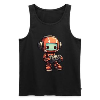 Robot mignon Joueur Robot de jeu drôle - Débardeur bio Premium Homme - noir - Devant - Michal (187cm)