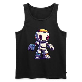 Robot mignon Joueur Robot de jeu drôle - Débardeur bio Premium Homme - noir - Devant - Michal (187cm)