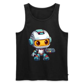 Robot mignon Joueur Robot de jeu drôle - Débardeur bio Premium Homme - noir - Devant - Michal (187cm)