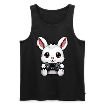 Mignon Lapin Joueur Drôle Lapin De Jeu - Débardeur bio Premium Homme - noir - Devant - Michal (187cm)