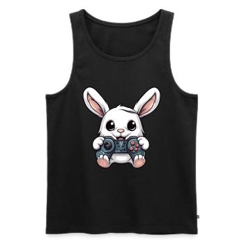 Mignon Lapin Joueur Drôle Lapin De Jeu - Débardeur bio Premium Homme - noir - Devant - Michal (187cm)