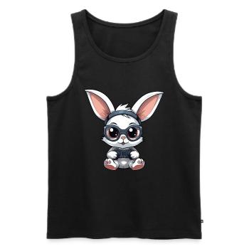 Mignon Lapin Joueur Drôle Lapin De Jeu - Débardeur bio Premium Homme - noir - Devant - Michal (187cm)