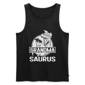 Omasaurus T Rex Dinosaure Granny Saurus - Débardeur bio Premium Homme - noir - Devant - AI Model Male 178 light (178cm)