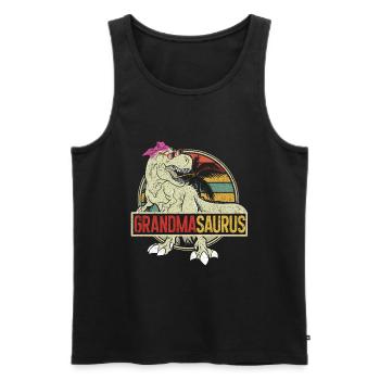 Omasaurus T Rex Dinosaure Granny Saurus - Débardeur bio Premium Homme - noir - Devant - AI Model Male 178 light (178cm)