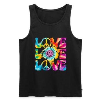 Groovy Tie Dye rétro des années 70 Hippie Vintage - Débardeur bio Premium Homme - noir - Devant - Michal (187cm)