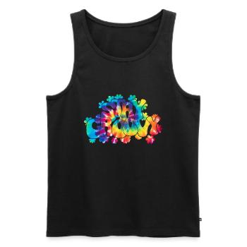 Groovy Tie Dye rétro des années 70 Hippie Vintage - Débardeur bio Premium Homme - noir - Devant - Michal (187cm)