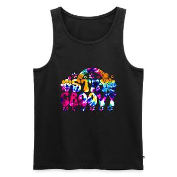 Groovy Tie Dye rétro des années 70 Hippie Vintage - Débardeur bio Premium Homme - noir - Devant - Michal (187cm)