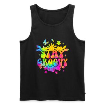 Groovy Tie Dye rétro des années 70 Hippie Vintage - Débardeur bio Premium Homme - noir - Devant - Michal (187cm)